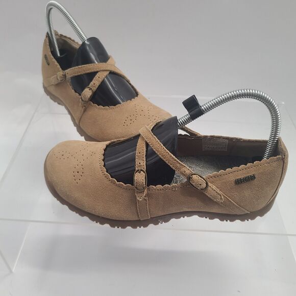 Skechers Womens 45993 Taupe Suede Leather Mary Jane Comfort Shoes US  Size 7.5 - Picture 7 of 10